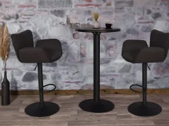 Taburete de bar MCW-M67 (juego de 2), gris oscuro pie negro