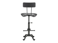 Taburete de bar MCW-N26, negro-plata