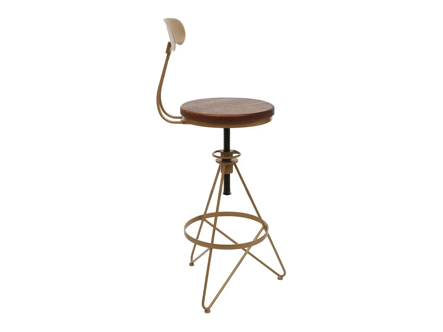 Taburete de bar MCW-N18 (juego de 2), marrón, estructura dorada