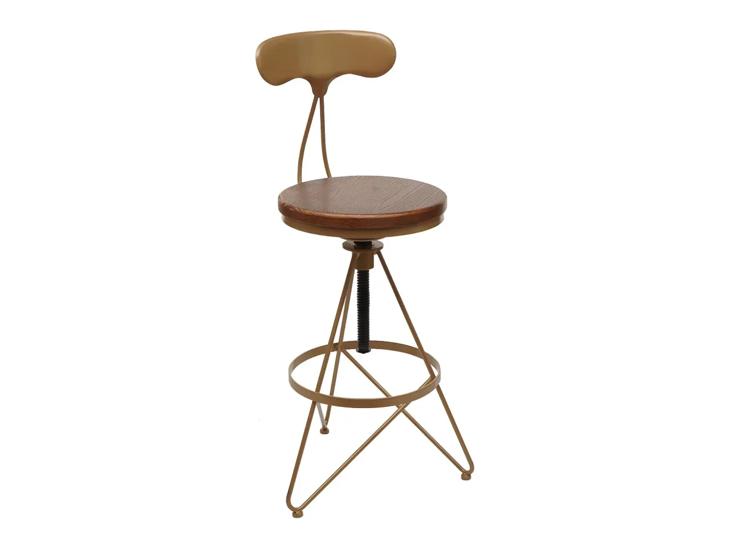 Taburete de bar MCW-N18 (juego de 2), marrón, estructura dorada