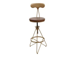 Taburete de bar MCW-N18 (juego de 2), marrón, estructura dorada