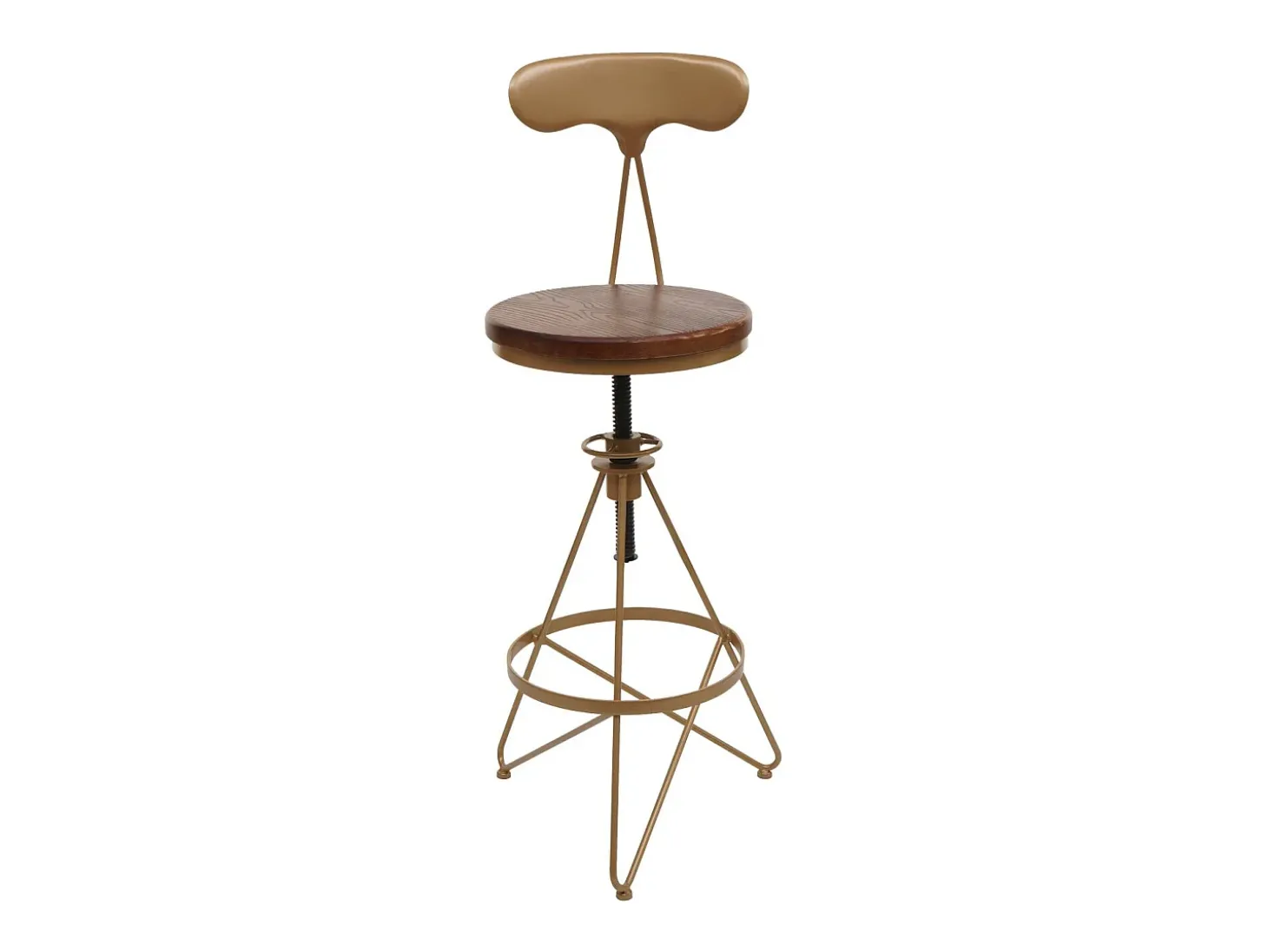 Taburete de bar MCW-N18 (juego de 2), marrón, estructura dorada