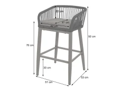 Taburete de bar MCW-O22 (juego de 2), gris claro, cojín topo
