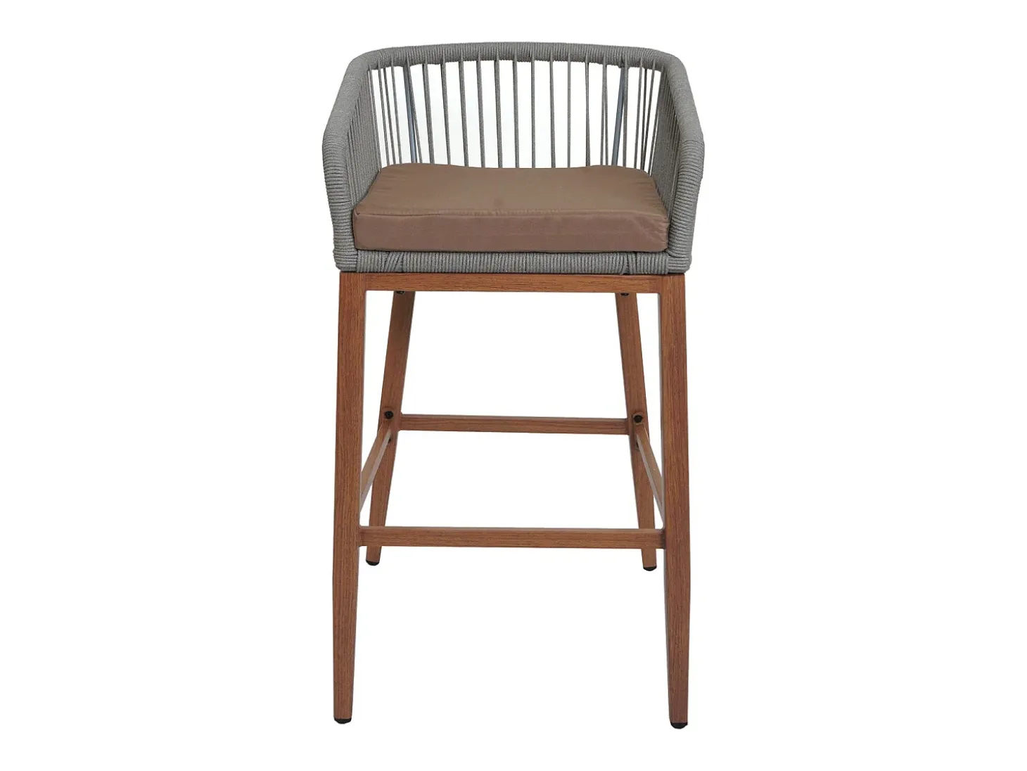 Taburete de bar MCW-O22 (juego de 2), gris claro, cojín topo