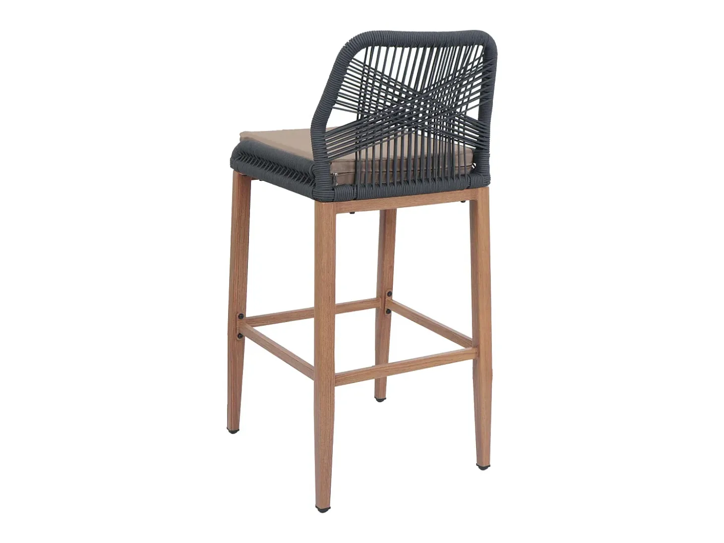 Taburete de bar MCW-O21 (set de 2), antracita, cojín topo