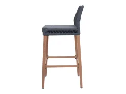 Taburete de bar MCW-O21 (set de 2), antracita, cojín gris oscuro