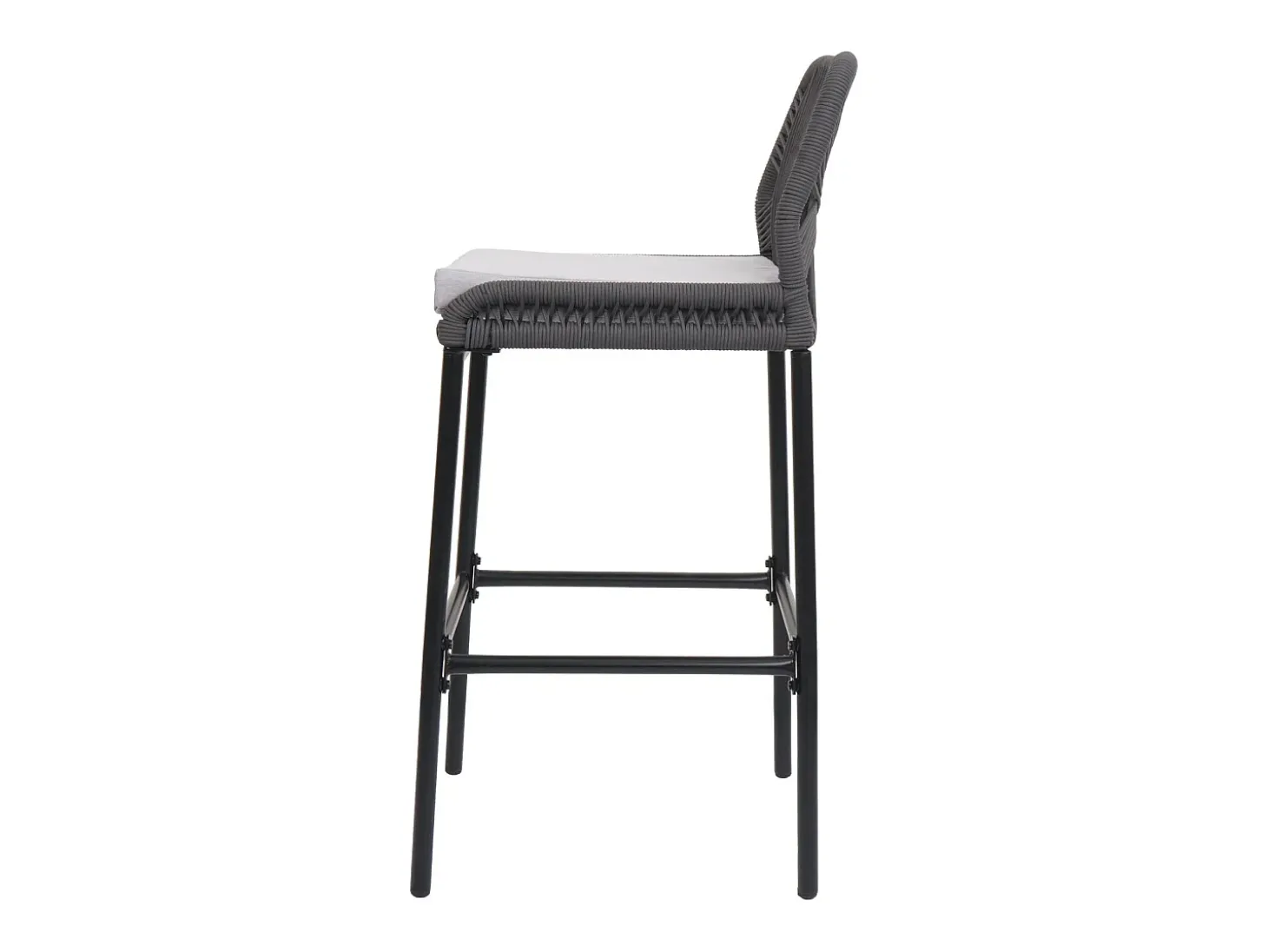Taburete de bar MCW-O21 (set de 2), antracita, cojín gris claro