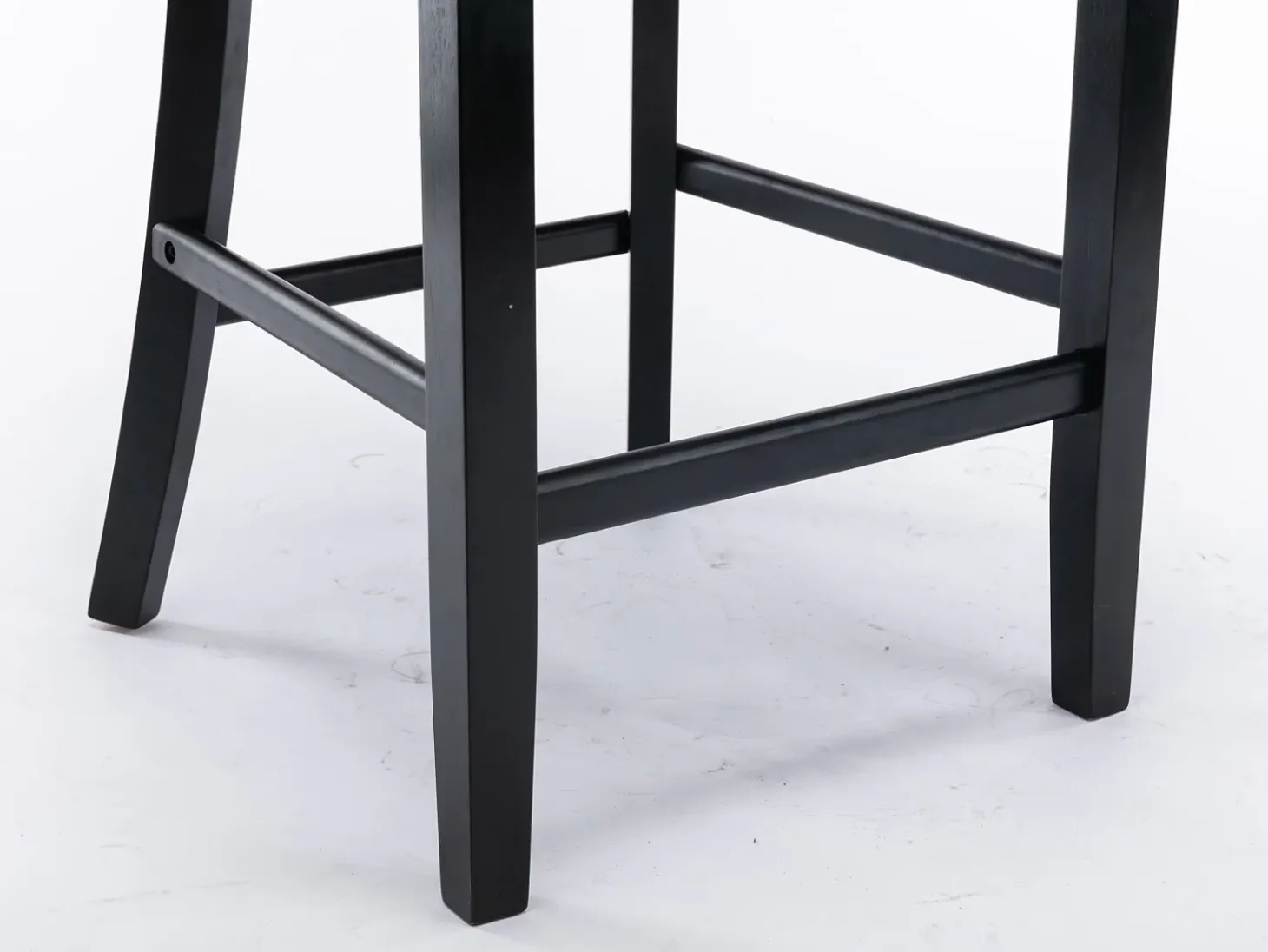 Taburete de bar moderno de terciopelo, patas de madera maciza, tachuelas cromadas, gris (60x50x66 cm)
