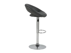 Taburete de bar Plus en piel sintética gris PU, cromado.