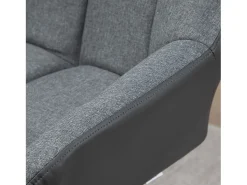 Taburete de bar regulable de 2 piezas con respaldo y reposapiés, rotación de 360°, en lino sintético, gris (57,5x52,5x93-114 cm)