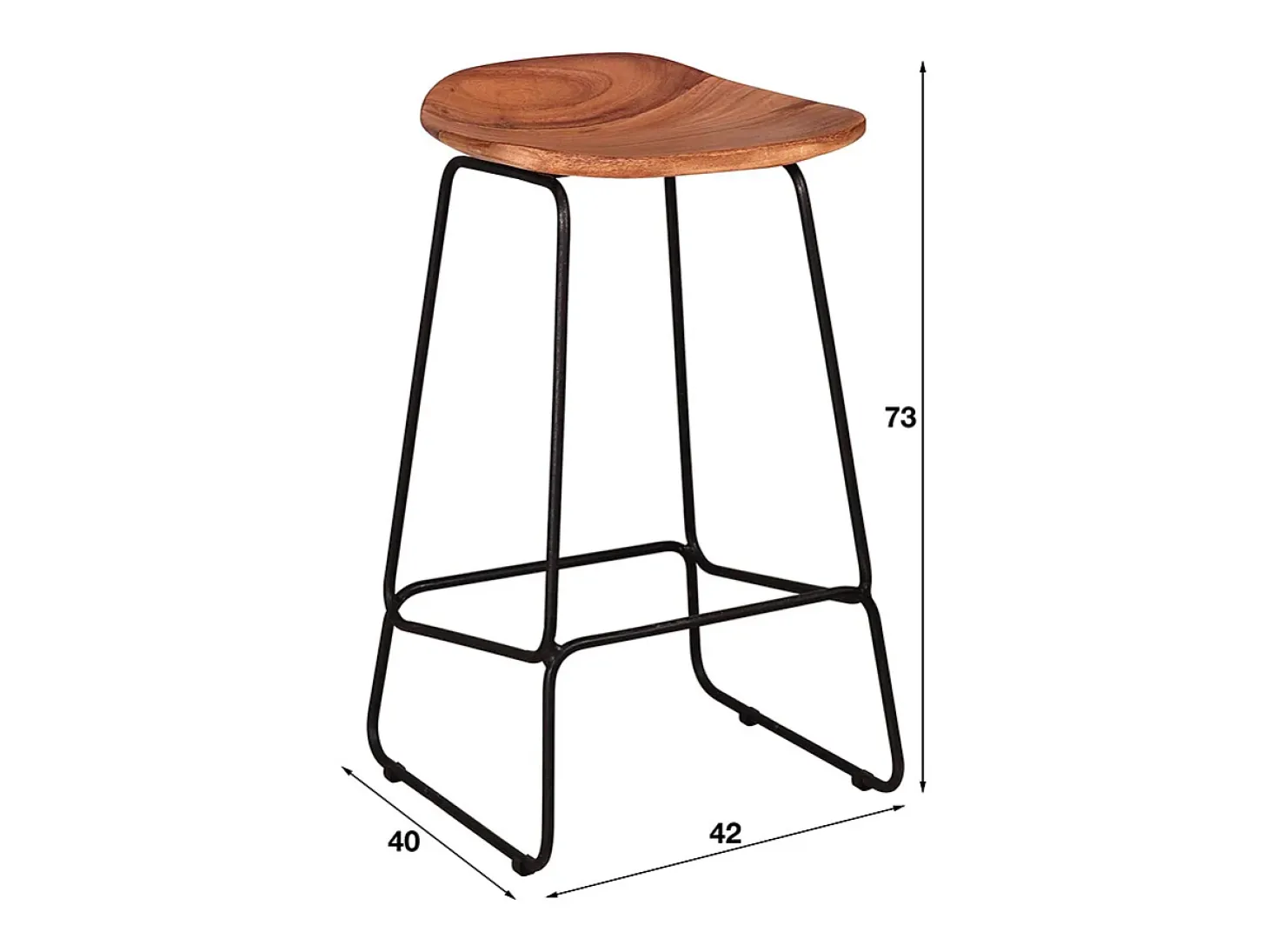 Taburete de bar Set - marrón Madera - LEMMY