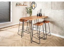 Taburete de bar Set - marrón Madera - LEMMY