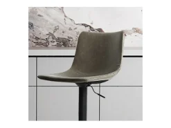 Taburete de bar SOUL – PU gris – Altura ajustable 88-109 cm – Patas de metal – Estilo vintage