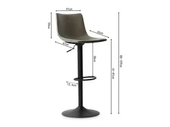 Taburete de bar SOUL – PU gris – Altura ajustable 88-109 cm – Patas de metal – Estilo vintage