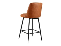 Taburete de Bar SucceBuy, Lote de 2, Silla de Bar Moderna en Piel de PU, Asiento de Cocina Giratorio, 68.6 cm de Alto, con Respaldo Y Pies en Metal, Marrón