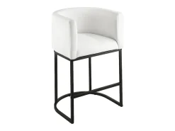 Taburete de Bar SucceBuy, Lote de 3, Silla de Bar en Tela, 63.5 cm Alto, Asiento de Cocina con Respaldo, Reposabrazos, Estructura en Metal Y Reposapiés, Blanco