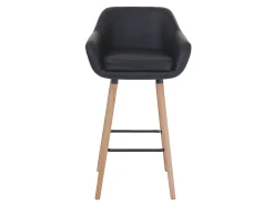 Taburete de bar Vaasa T381, imitación de cuero, negro