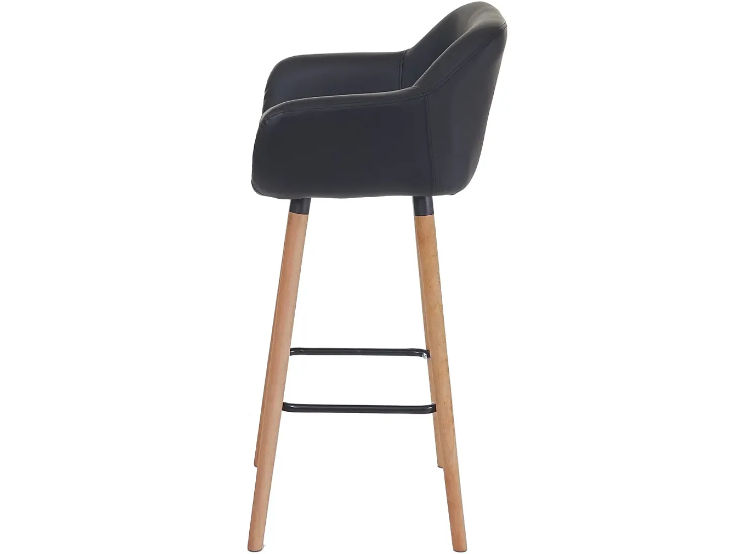 Taburete de bar Vaasa T381 (set de 2), polipiel, negro
