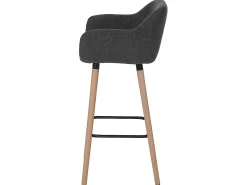 Taburete de bar Vaasa T381 (set de 2), textil, gris oscuro