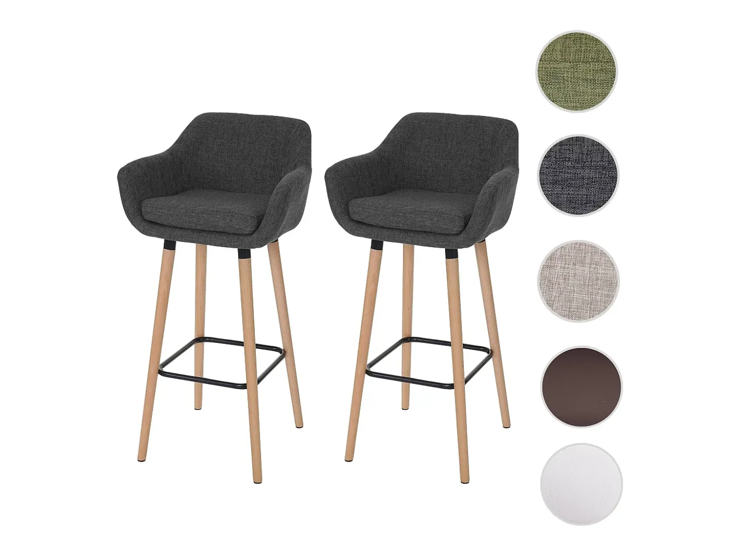 Taburete de bar Vaasa T381 (set de 2), textil, gris oscuro