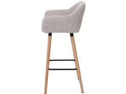 Taburete de bar Vaasa T381 (set de 2), textil, gris crema