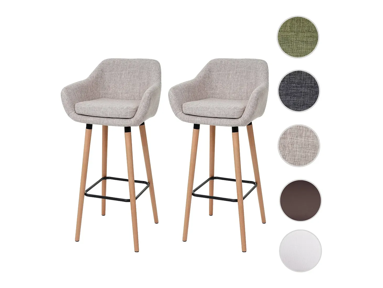 Taburete de bar Vaasa T381 (set de 2), textil, gris crema