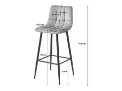 Taburete de bar Valora TEOTO de terciopelo verde oscuro con patas de acero negro x1