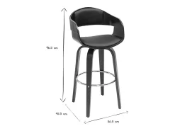 Taburete de cocina de diseño negro con madera oscura 67.5 cm GAO