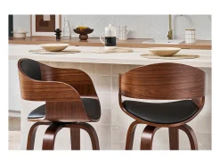 Taburete de cocina de diseño negro con madera oscura 67.5 cm GAO