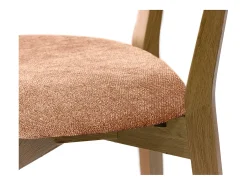 Taburete de cocina de madera de roble claro y tela efecto aterciopelado terracota 65 cm LUCIA