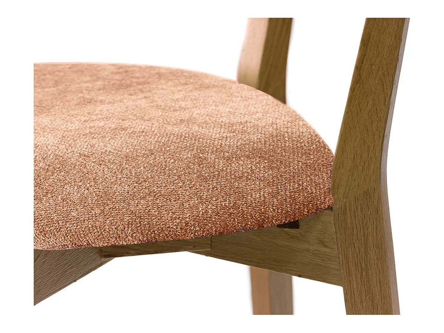 Taburete de cocina de madera de roble claro y tela efecto aterciopelado terracota 65 cm LUCIA