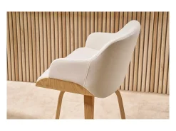 Taburete de cocina de madera clara y blanco 65 cm LUCIEN