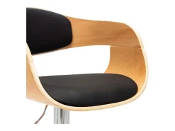 Taburete de cocina de madera curvada y cuero sintético negro