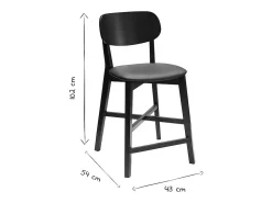 Taburete de cocina de roble macizo y tela beige 65 cm LUCIA