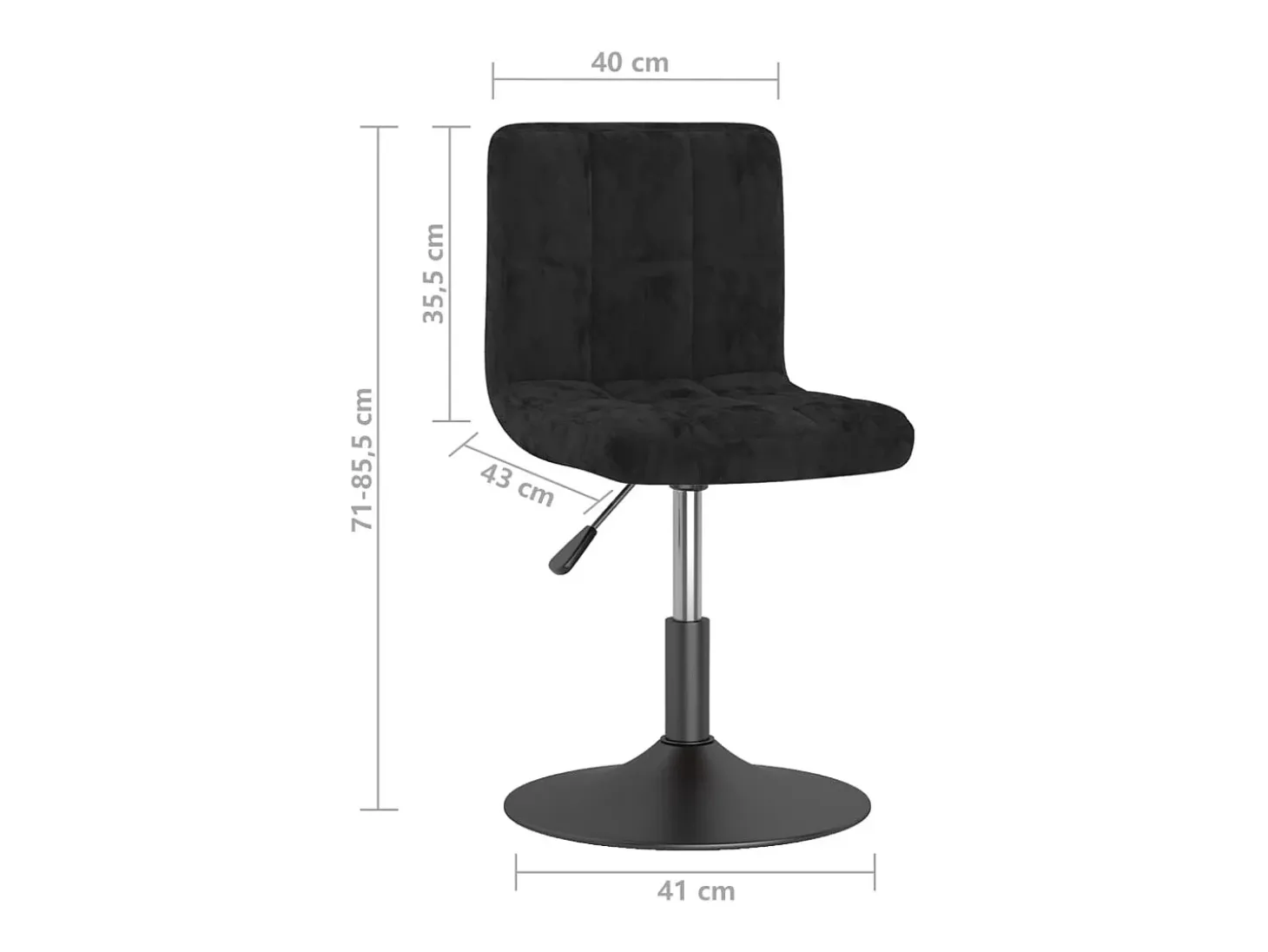 Taburete de cocina giratorio de terciopelo negro
