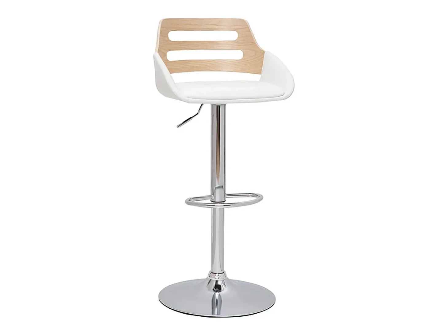 Taburete de cocina regulable de diseño blanco y roble PERNIK