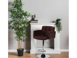 Taburete de cocina y bar con Reposabrazos de Cuero Polipiel Oakland - Marrón