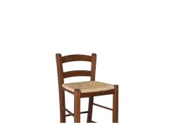 Taburete de madera Snek con asiento de paja h 67 cm en nogal oscuro