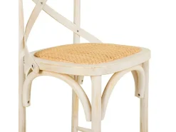 Taburete De Madera Y Asiento De Ratan