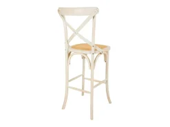 Taburete De Madera Y Asiento De Ratan