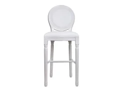 Taburete De Madera Y Tapizado Blanco