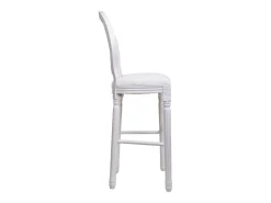 Taburete De Madera Y Tapizado Blanco