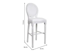 Taburete De Madera Y Tapizado Blanco