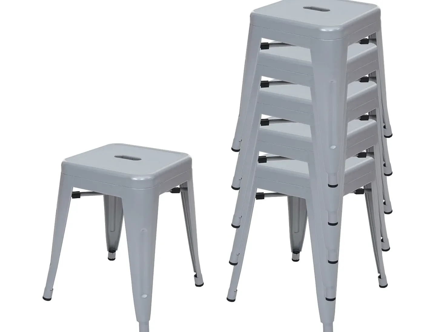 Taburete de metal MCW-A73 (juego de 6), gris