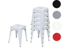 Taburete de metal MCW-A73 (juego de 6), blanco