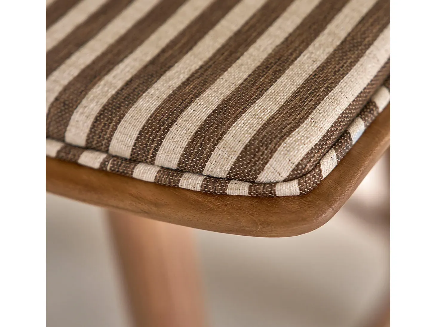 Taburete de teca maciza con asiento de rayas 65 cm