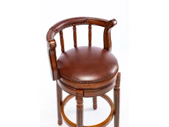 Taburete giratorio de bar - Asiento de cuero marrón - Color nogal 54,8 x 54,8 x 66 cm