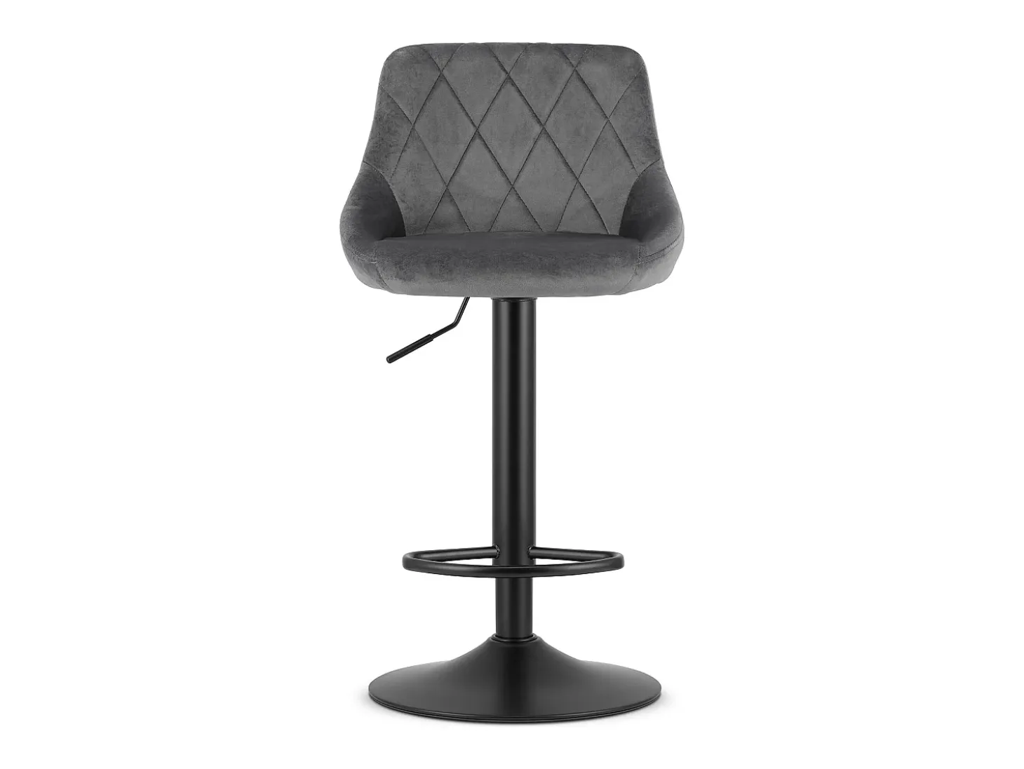 Taburete giratorio Valora DAKA, terciopelo gris, base negra