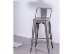 Taburete industrial metálico con respaldo bajo (66cm) - Bistro - Metálico