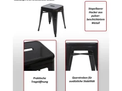 Taburete MCW-A73 (set de 2), rojo